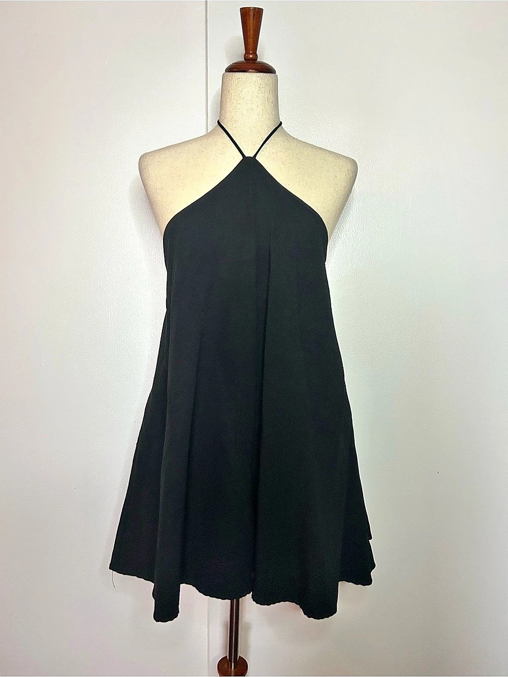 ZARA Black Halter Mini Dress w/Shorts Side Zipper - Size Small